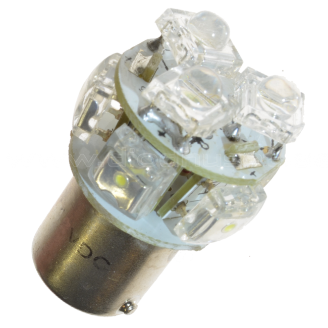 Diodlampa 360 grader 8 dioder 24v blå 24v.nu Diodlampa 5 dioder BA15s 5w 6000k 24v 24v.nu