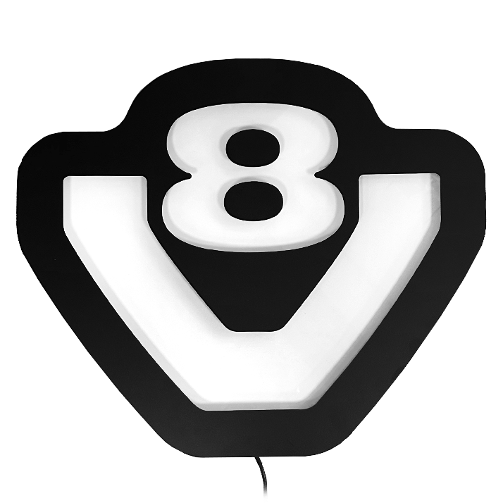 Skylt V8 LED Svart Vit