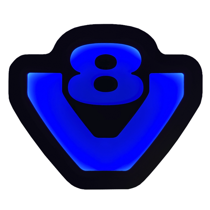 Skylt V8 LED Svart Blå