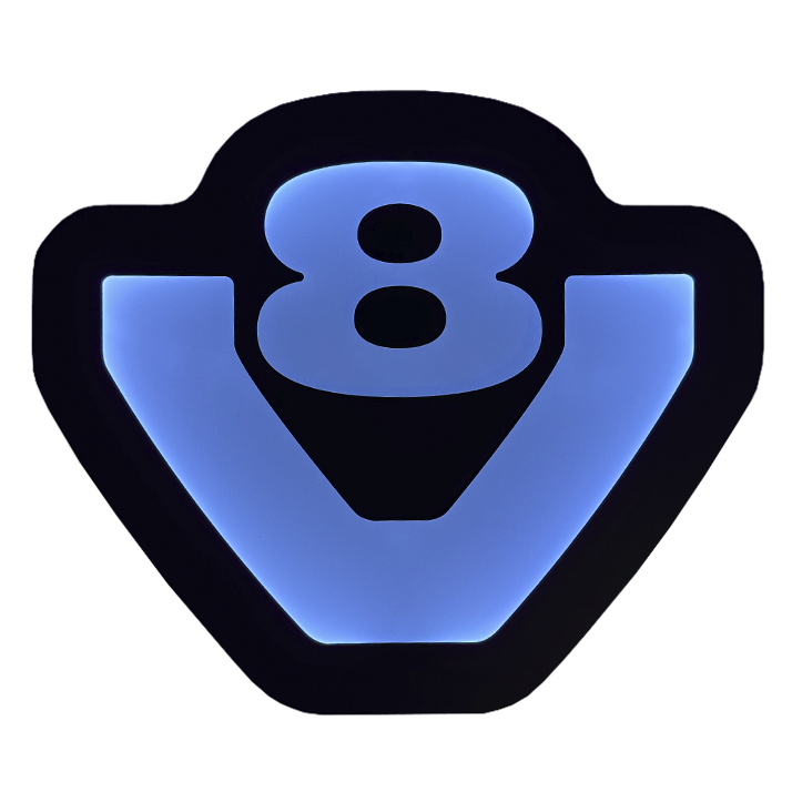Skylt V8 LED Svart Ljusblå
