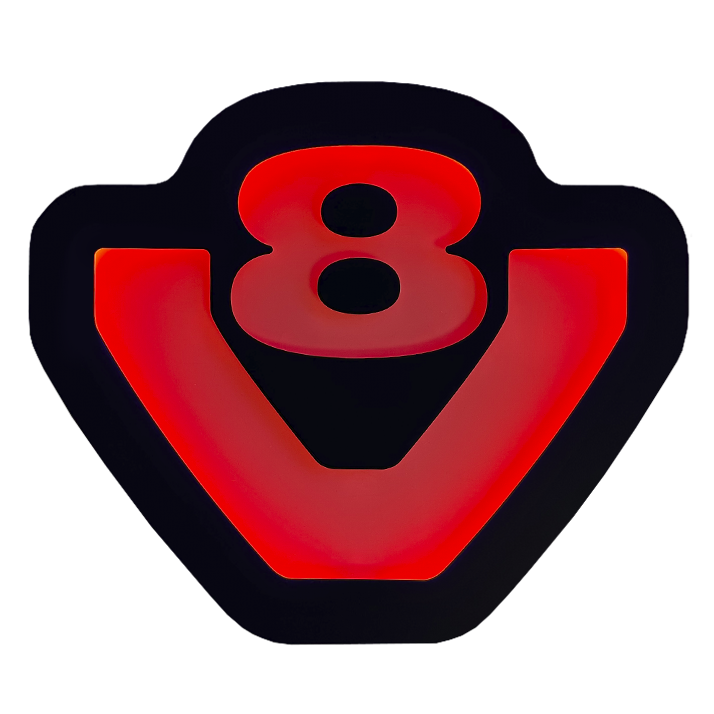 Skylt V8 LED Svart Röd